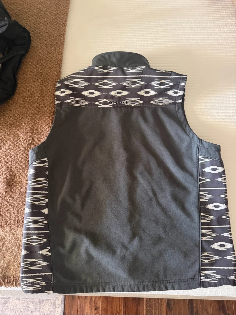 Ariat Men's Dark Gray Softshell Vest with Aztec Pattern